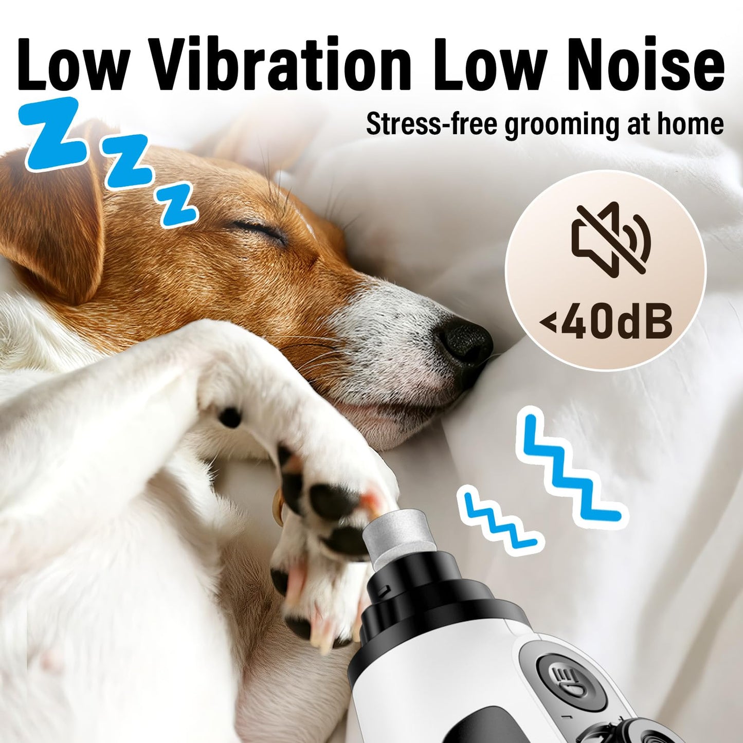Casfuy Smart 6-Speed Dog Nail Grinder - 50% More Power Pet Nail Grinder with 2 LED Lights Quiet Rechargeable Electric Dog Nail Trimmers File Toenail Grinder for Large Medium Small Dogs & Cats (White)
