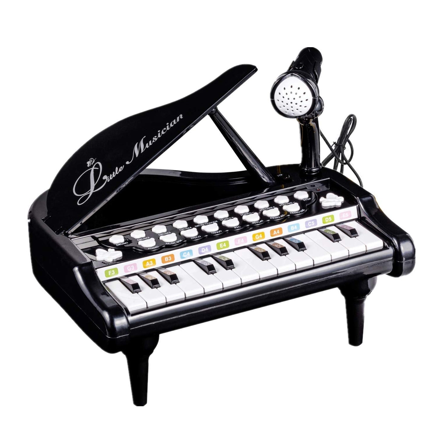 Love&Mini Toddler Piano - 24 Keys Black Baby Piano Toys with Microphone, Birthday Gifts for 3+ Year Old Girls and Boys