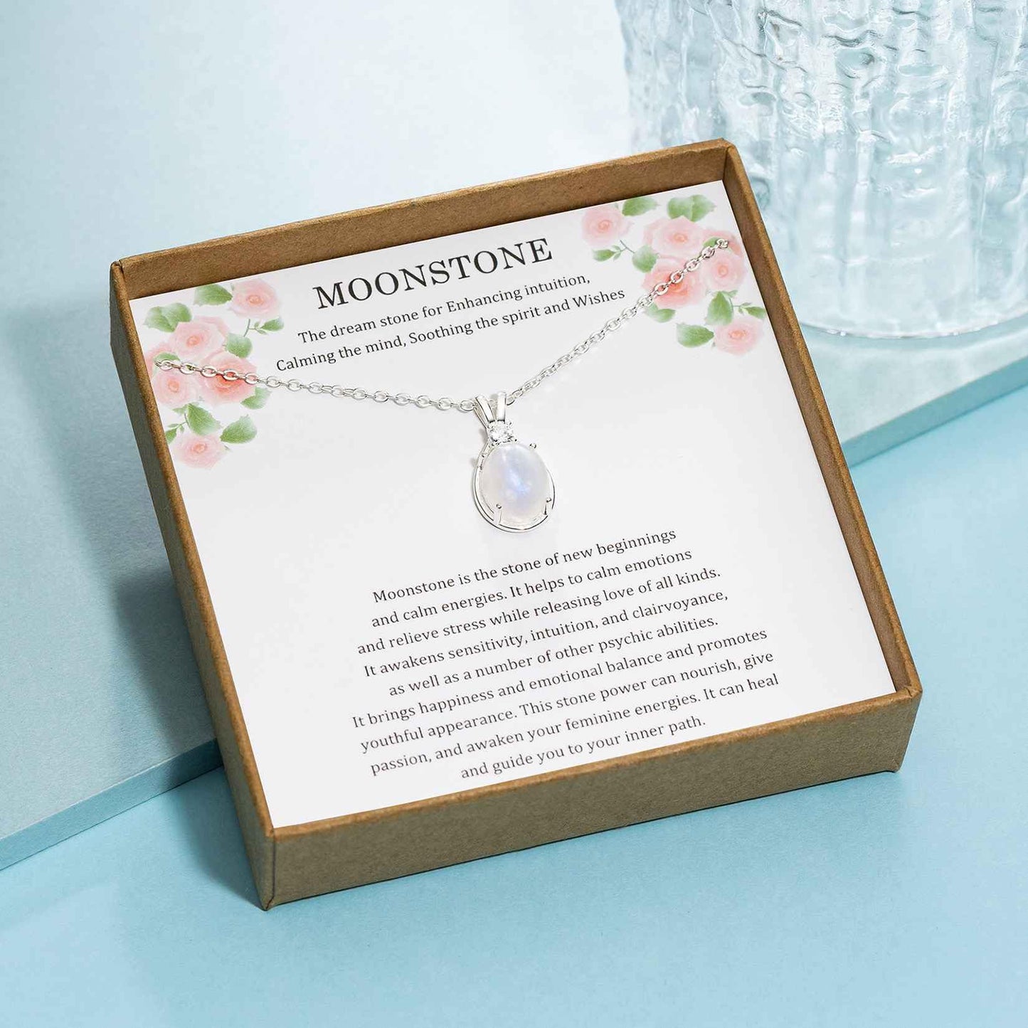 New Beginnings Gifts Moonstone Necklace for Women, Sterling Silver Moonstone Jewelry, Divorce Gift, Healing Gift, New Job, Sobriety Gifts for Women