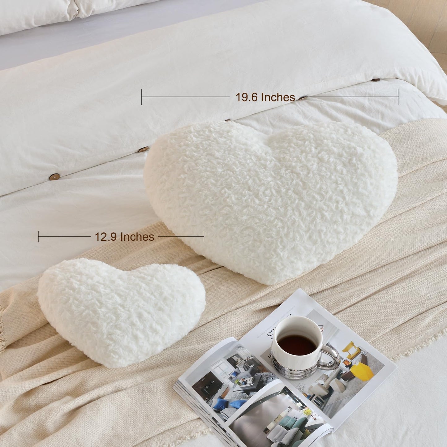 ZCNYCLAM Heart Pillow, Soft Heart Shaped Pillow with Room Decorative Throw Pillows for Bed Couch Chair Sofa, Heart Shaped Cute Throw Pillow Cushion for Bedroom Living Room (Black, Mini 12.9" x 9.8")