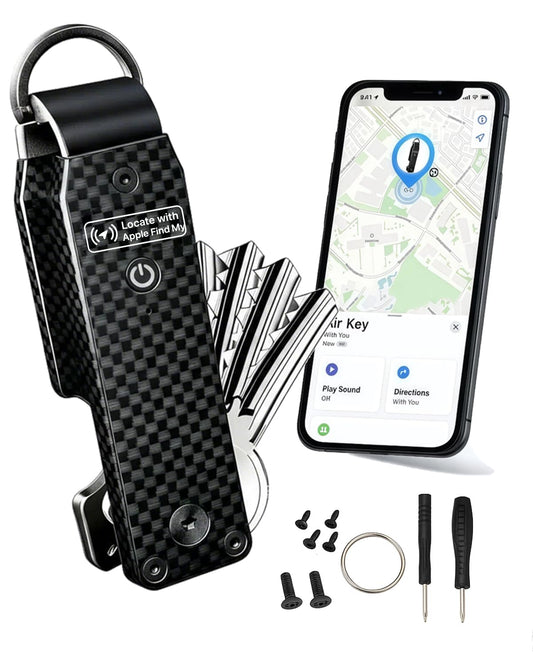 ShiChextasy Air Keychain with GPS Tracker : Lightweight Compact Key Holder for Outdoor Use - Minimalist Metal Key Organizer(Carbon fiber)