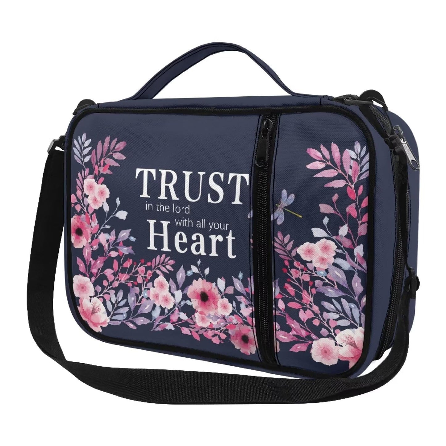 Salabomia Bible Bags and Totes for Women with Verse, Portable Multi-Functional Bible Study Supplies Kit for Women Girls, Large Bible Covers for Women with Shoulder Strap Handle, Blue and Pink