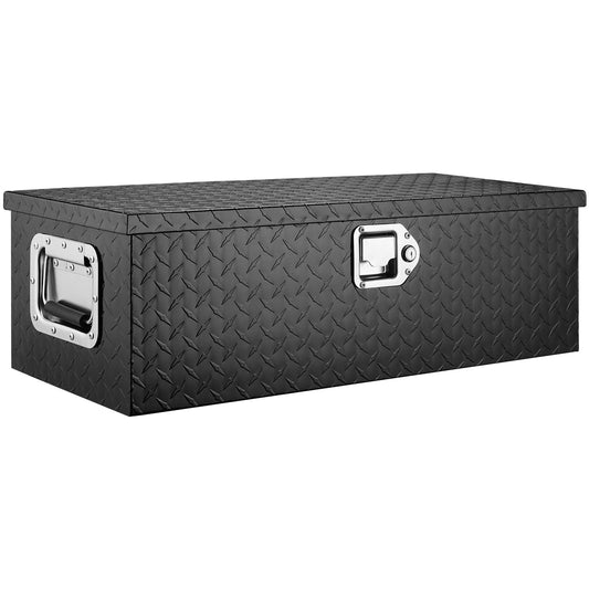 VEVOR Aluminum Truck Bed Tool Box, 30 Inch Heavy Duty Diamond Plate Tool Box with Side Handles, Lock and Keys, Trailer Storage Organizer Chest Box for Pickup, RV, Truck Bed, 30 x 13 x 9.6 in, Black