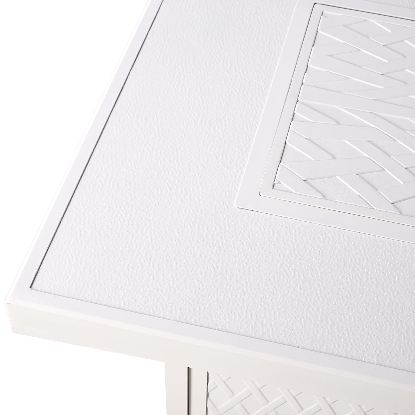 Oakland Living Rectangular 48 in. x 36 in. Aluminum Propane Fire Pit Table, Glass Beads, Two Covers, Lid, 57,000 BTUs in White Finish