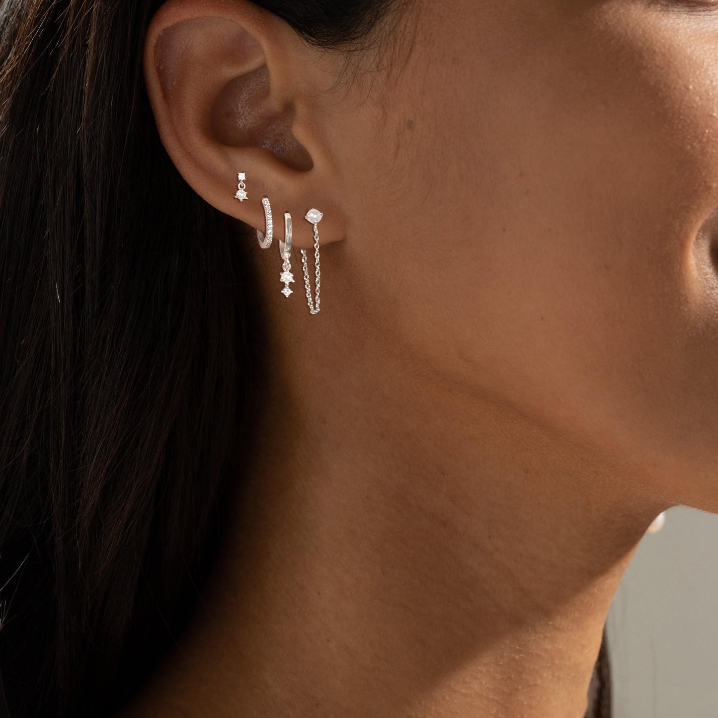 SELFROSE Cartilage Earrings for Women,Dainty Silver Earrings Set Cute Pearl Earrings for Women Trendy Hypoallergenic Cartilage Earring Stack Pearl Dangle Earrings Small Huggie Hoop Earrings Jewelry