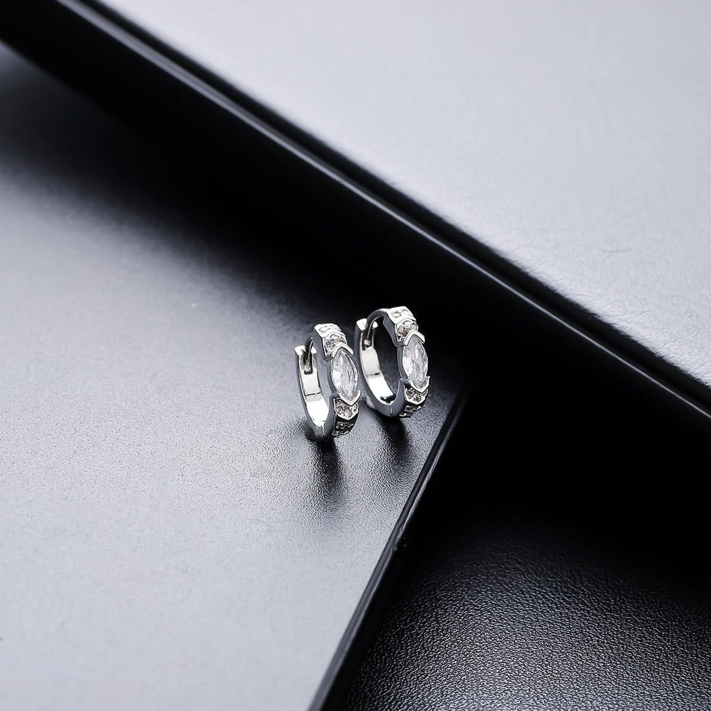 2 Pairs Lymphatic Drainage Moissanite Hoop Earrings for Women Titanium Histone Lymphvity Germanium Cubic Zirconia Earrings Dainty Huggie Hoop Moissanite Earring Jewelry Gifts