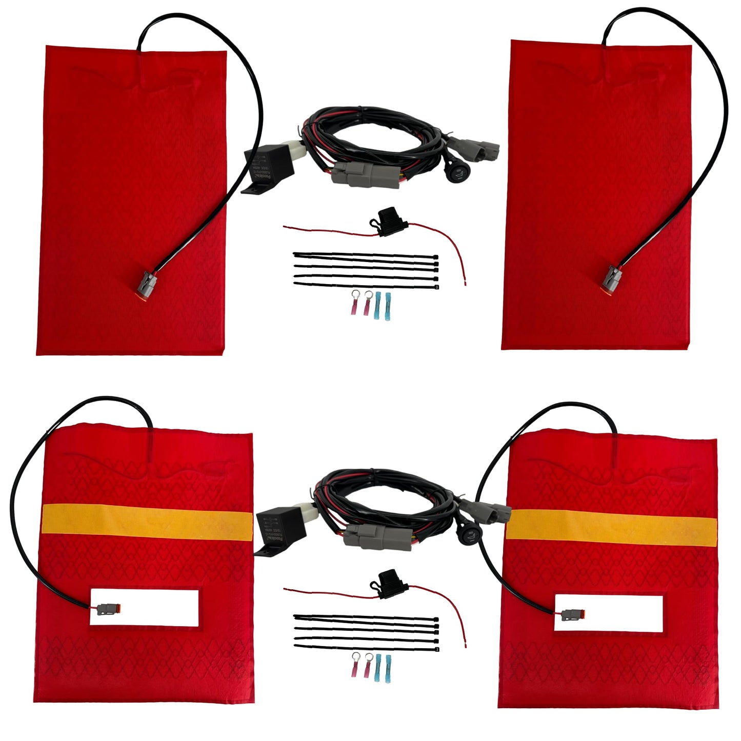 AAAA Aces Racing Waterproof Seat Heater Kit for UTV & SxS – High/Low Switch – Heats Back & Bottom – Includes 2 Heating Pads, Deutsch Connectors, Harnesses, Switches & Relays – (2 Seats)