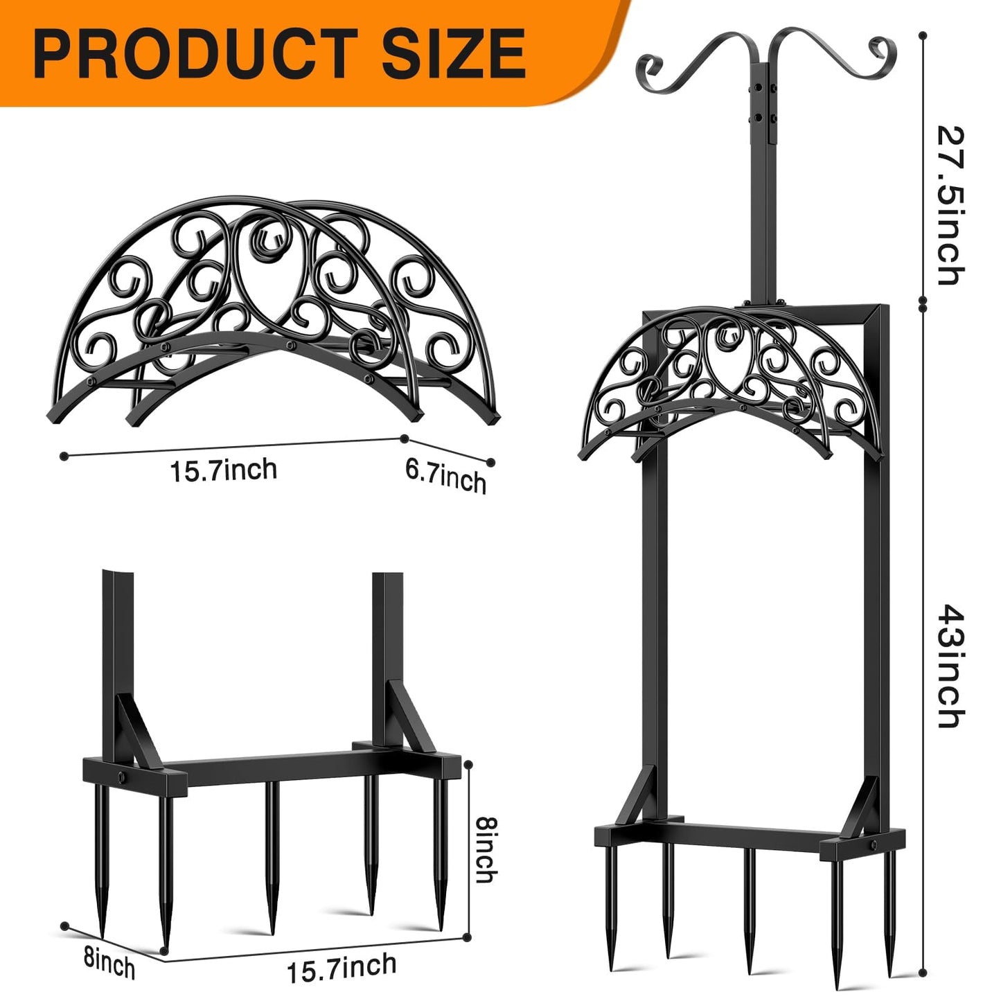 Jvgoo Garden Hose Holder for Outside - Upgraded Water Hose Holders with 5 Spikes & 2 Shepherds Hooks, Freestanding Hose Stand Heavy Duty Hose Hanger Hose Storage Hose Reel Rack for Outside Yard Lawn