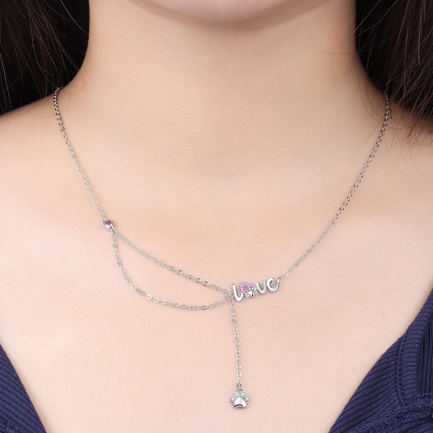 MISEFF 925 Sterling Silver Fashion Pendant Necklace for Women，Fashion Jewelry, 18K Gold Plated， Advanced Retro Series Link Chains ，Basic Multifunctional Accessories Suitable for Multiple Occasions and Daily Wear (cute pet)