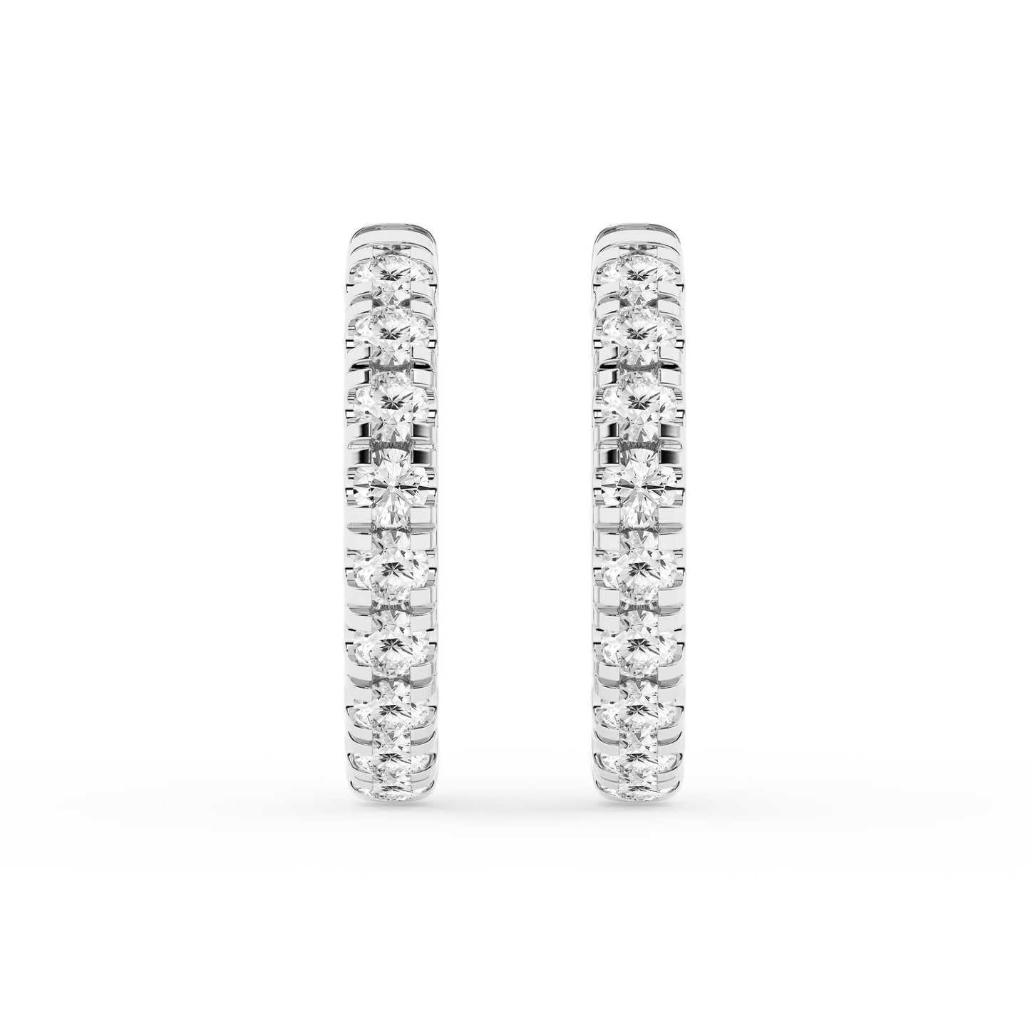 Belacqua 1 Carat Round Lab Grown Diamond Hoop Earrings in Sterling Silver, Color J-K, Clarity I1-I2, Prong Set, 2.60MM Width, 18.20MM Height, Hypoallergenic Fine Jewelry for Women, Gift Box Included