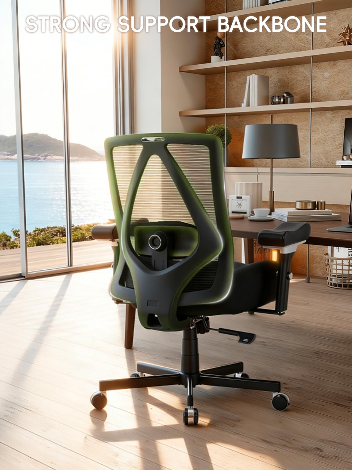 Office Chair 500lbs, Ergonomic Desk Chair with W-Shaped Thick Seat Cushion & 4D Armrest, Executive Mesh Desk Chair with Adjustable Lumbar Support, Swivel Task Chairs for Home Office Gaming, Black
