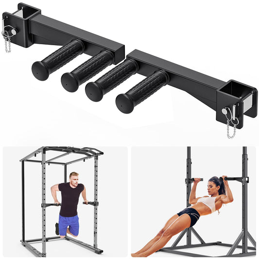 Lifeswell Dip Bar Attachment for 2" x 2" Power Rack, Non-Slip Wide & Narrow Grip Handles, 500 lbs Capacity, Squat Rack Attachment for Dips, Inverted Rows, Push-Ups