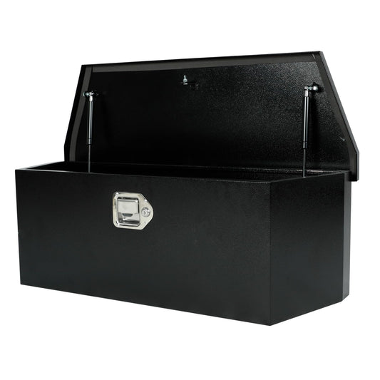 Gooeap 35"X12"X12" Truck Tool Box Black Heavy Duty Steel Metal Trailer Tongue Box Pick Up Storage Organizer w/Lock & Keys