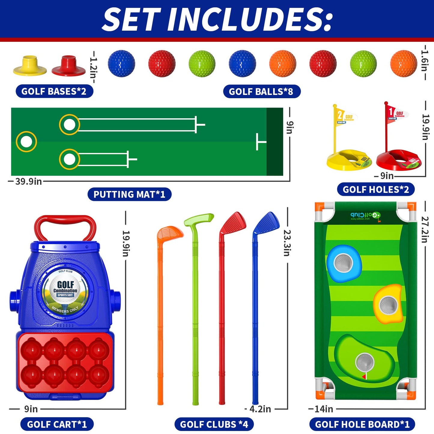 Bennol Upgraded Kids Toddler Golf Set, Indoor Outdoor Outside Toys Gifts for 3 4 5 Years Old Boys, 3 4 5 6 7 Years Old Boys Toys Birthday Gifts Ideas, Outdoor Golf Set Game for Kids Boys