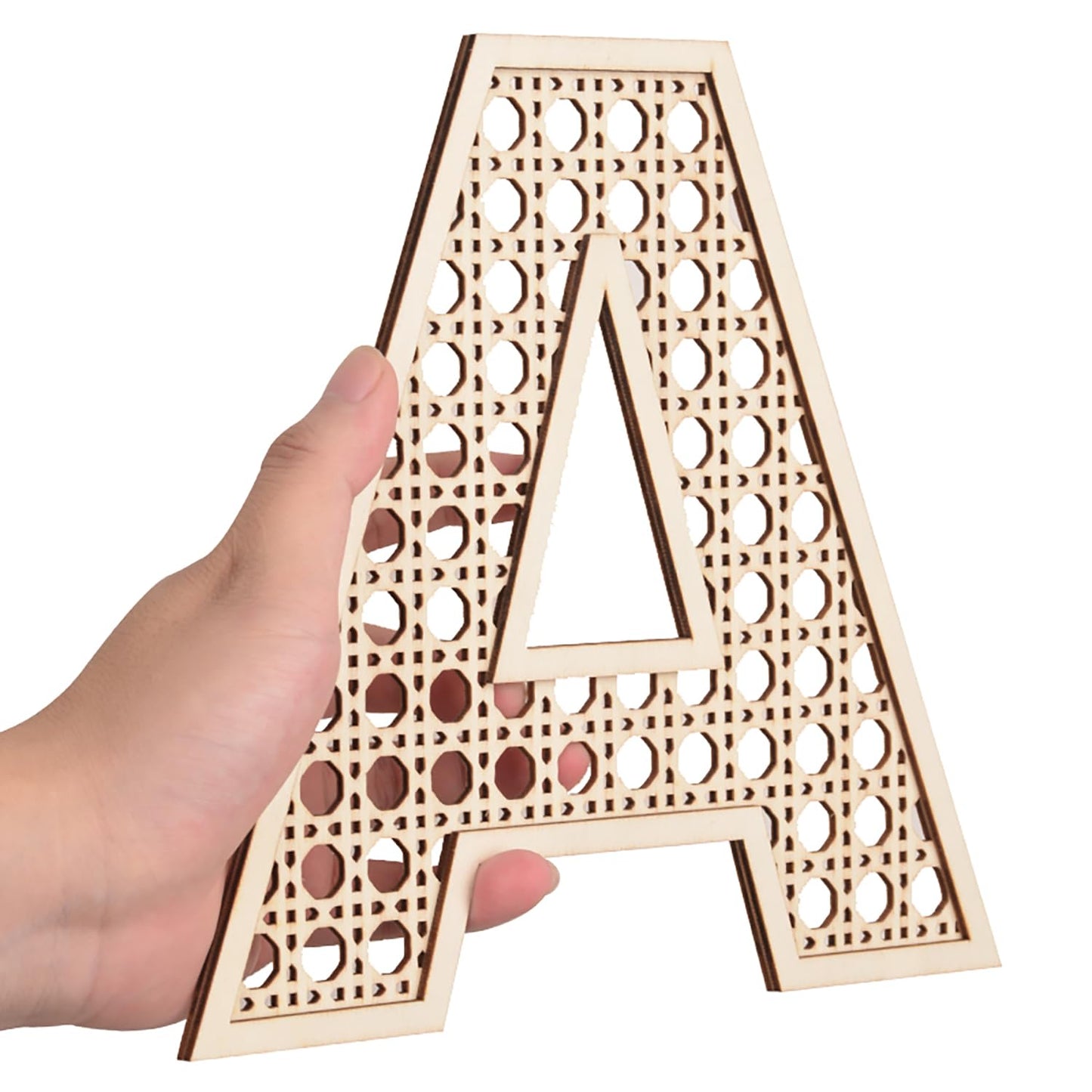 Wooden Rattan Letters 8 inch Wood Letters P for Wall Decor Crafts Boho Nursery Decor for Baby Shower Wedding Bedroom Name Signs Large Rustic Letter Home Decoration