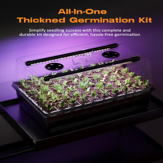 Patigrow 60-Cell Self-Watering Seed Starter Tray with Grow Light, Seed Starter Kit with 4.07” Humidity Dome, Indoor Seedling Starter Tray, Seed Starting Trays for Plant Germination, Seeds Growing