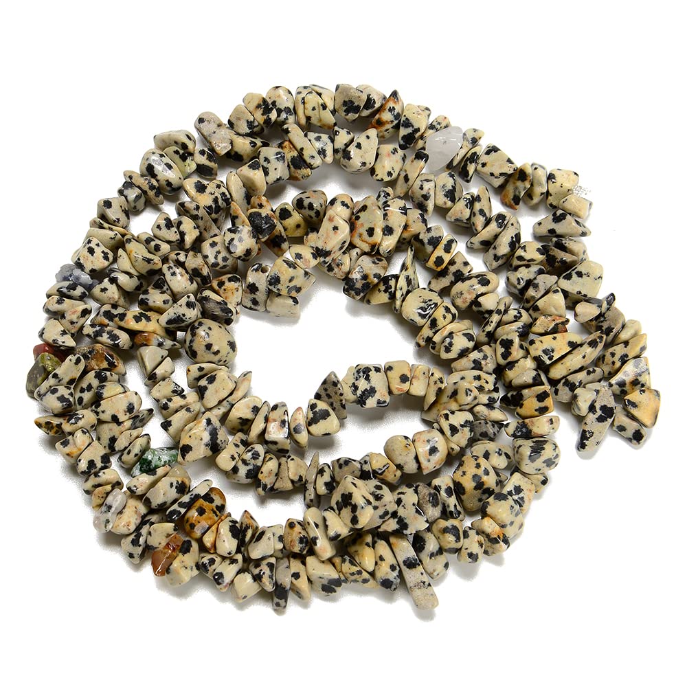 PLTbeads 7-8mm Natural Dalmatian Jasper Gemstone Chips Beads Healing Crystals Waist Bracelets Necklace Kit Irregular Stone DIY Crafts Design Jewelry Making