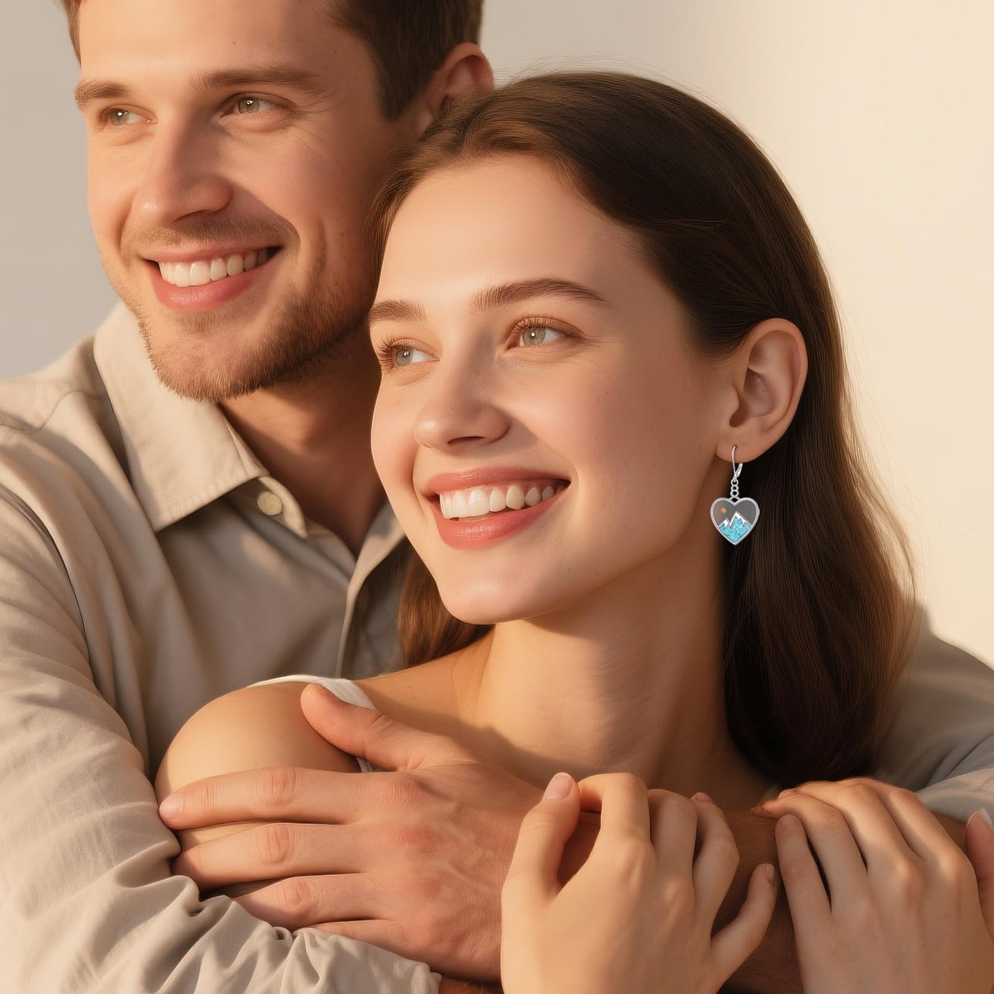 AOBOCO Heart Mustard Seed Earrings for Women Sterling Silver Mountain Dangle Christian Mustard Seed Jewelry Mothers Day Birthday Gifts for Mom (Heart Turquoise Earrings)