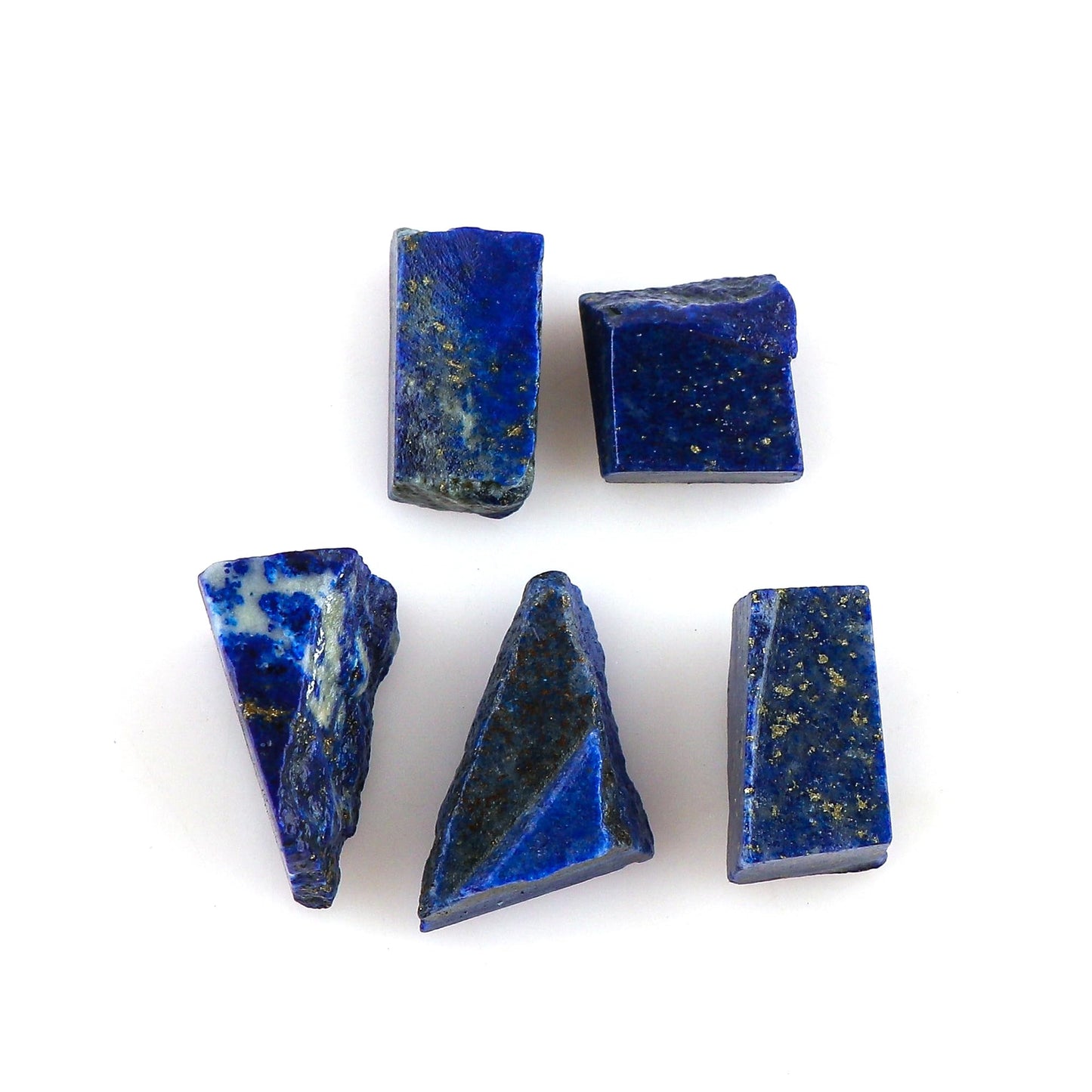 CRYSTALINES 5pcs Wholesale Natural Raw Lapis Lazuli Gemstone, Untreated Rough Stone, Bulk Loose Supplies, DIY Crafts, Jewelry Making, Chakra Healing Crystals, Birthstone Gem Collection, AAA Grade
