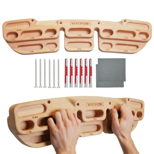 VERTIPEAK Wooden Climbing Hangboard with 2 Angle Slopes (15° & 45°) & 5 Depths Pockets, Rock Climbing Board for Finger Strength, Hanging Practice, Grip Endurance and Pull-up Training Indoor
