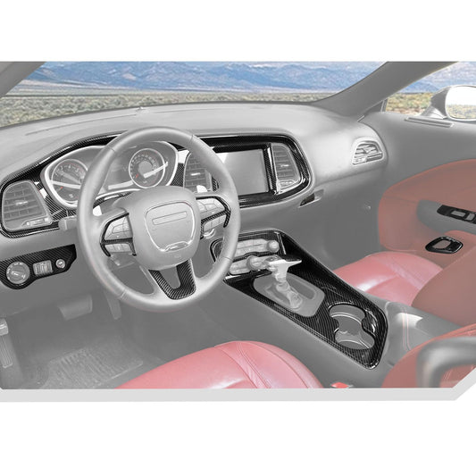 JeCar 16pcs Carbon Fiber Interior Trim Kit for 2015-2024+ Dodge Challenger Interior Accessories