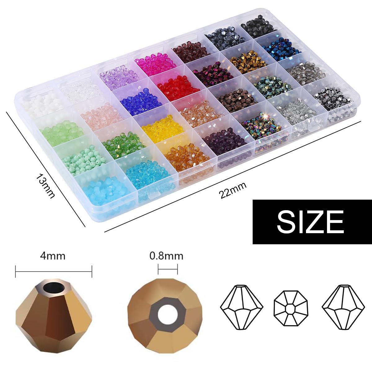 2800pcs Electroplated Tapered Crystal Beads Jewelry Making Kit -Sparkly Beads for Bracelet Making Kit 28 Colors 4mm Crystal Glass Beads Bracelet Necklace Making Kit DIY Crafts, Gifts for Adults Women