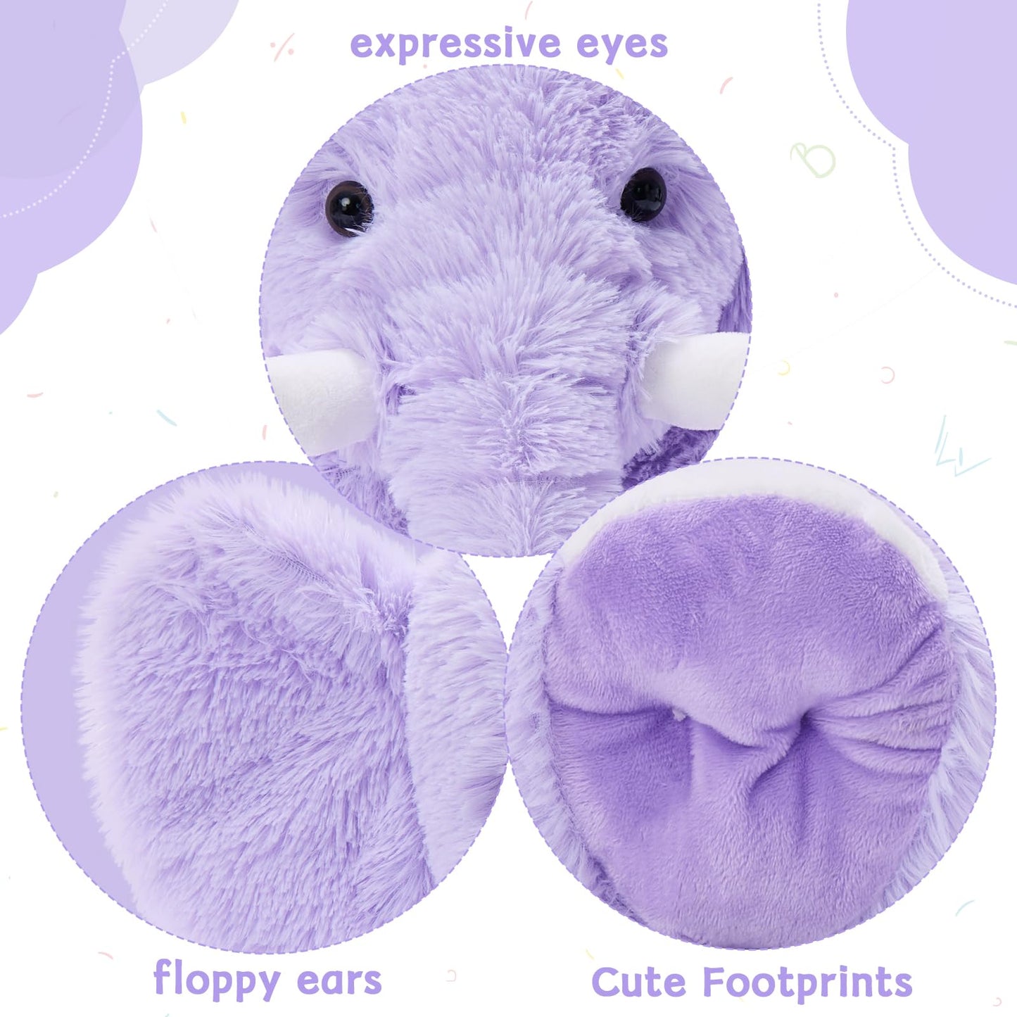 MorisMos Large Elephant Stuffed Animal, 19.6inch Soft Stuffed Elephant Plush Companion Gifts for Girls Boys, Purple