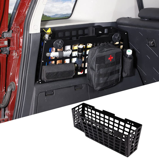 Fgtagtal Compatible with Toyota FJ Cruiser 2007-2021 Trunk Storage Holder, Rear Left Storage Organizer, Aluminum Alloy Multifunctional Storage Mount for More Trunk Space, Black