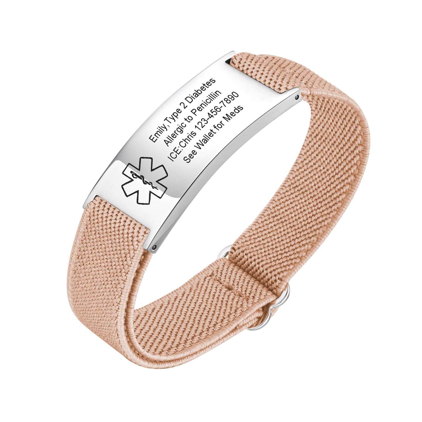 VNOX Medical Alert Bracelets for Men & Women with Free Engraving Adjustable Stainless Steel Mesh Emergency Medical ID Bracelets Wristband