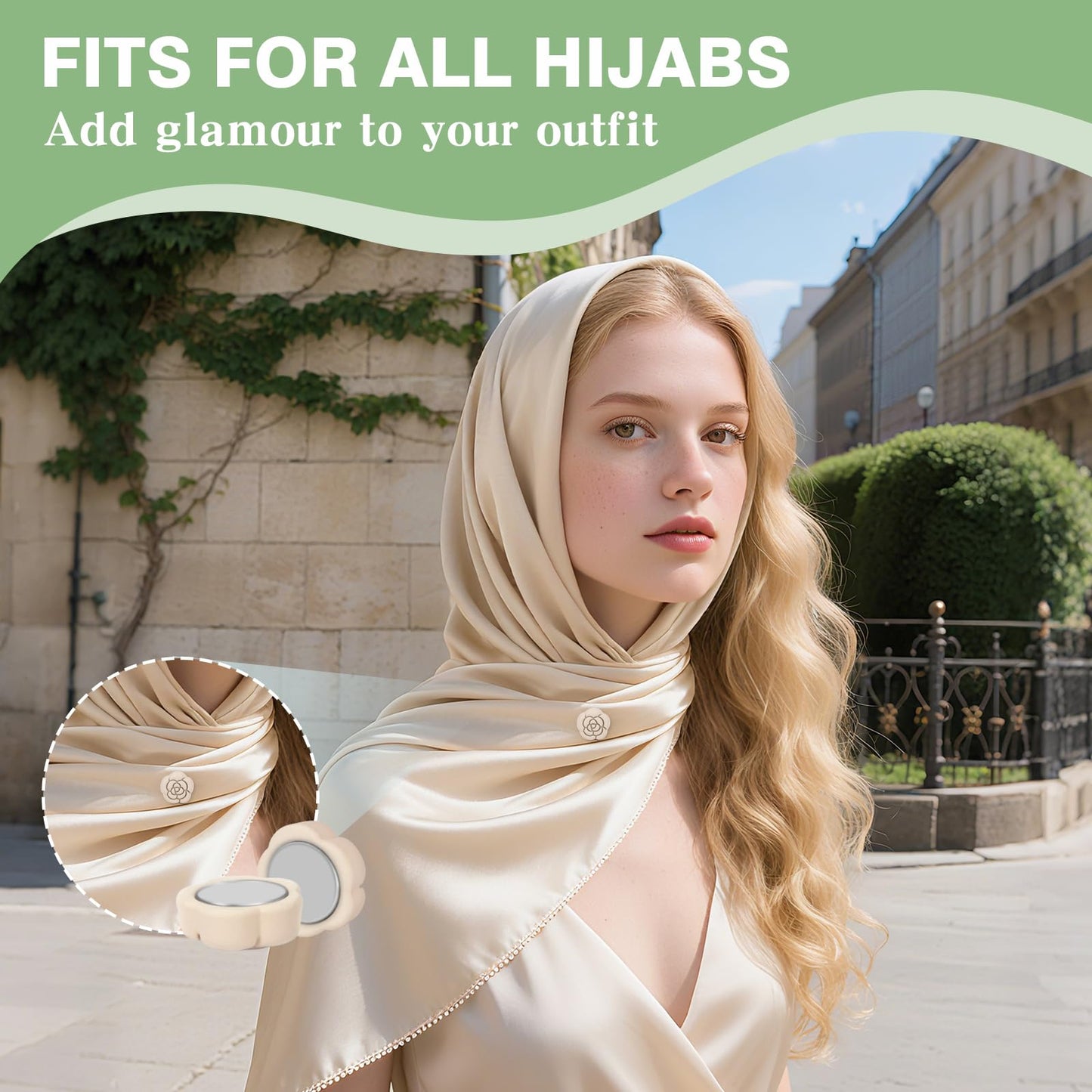 12 Pairs Hijab Magnets Strong Hijab Pins for Women Pinless Magnetic Clothing Clips for Scarf Veil Shirts Dress Muslim Islamic Gifts for Women - Rose