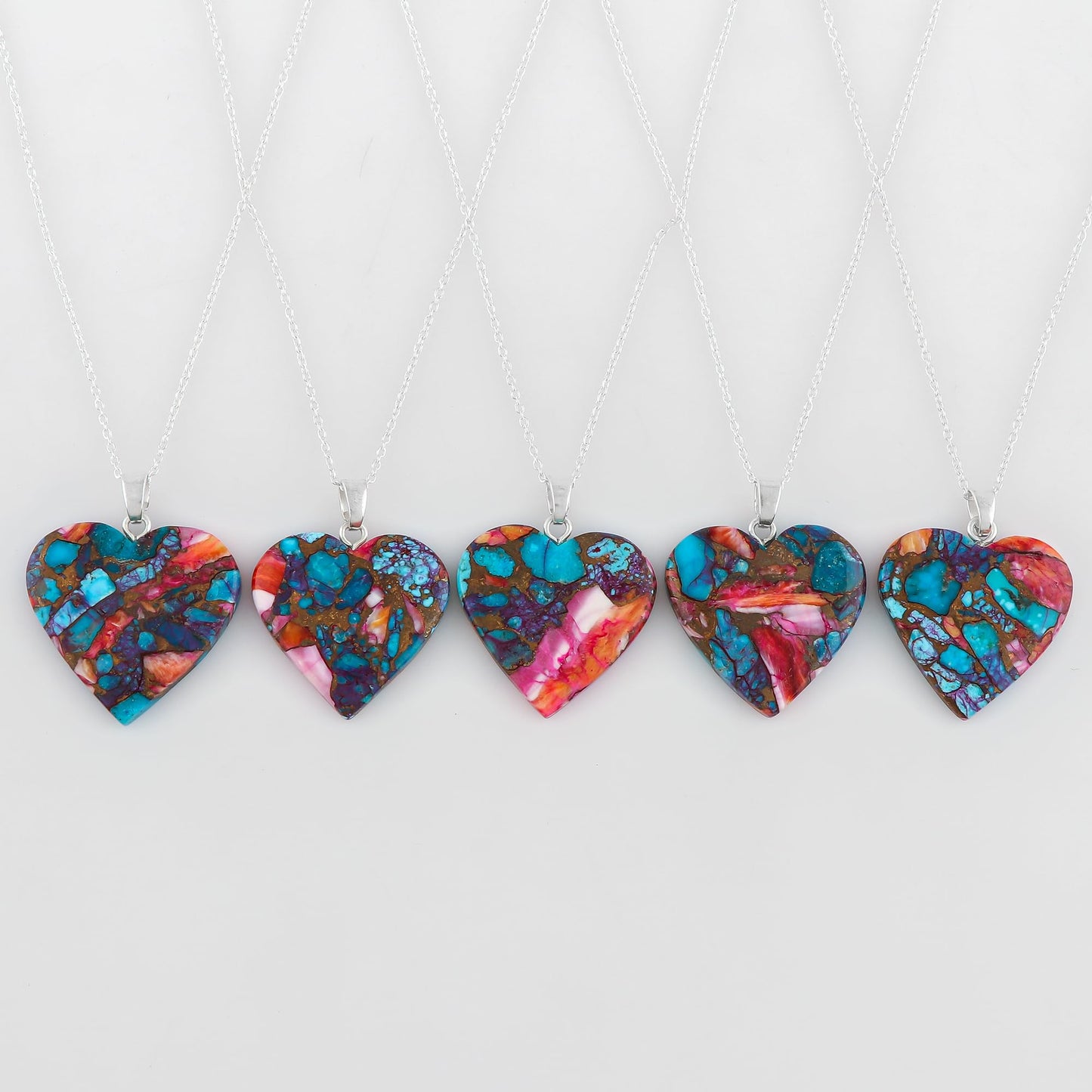 Yashee Natural Turquoise Heart Shape Crystals Pendant Necklace, Chakra Energy Healing Gemstone, Real Crystal, Top Grade, Beautiful Women Simple Jewelry, Dainty Silver Plated Jewelry 18 inch