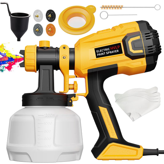 LIFOVE Paint Sprayer - 700W HVLP High Power Electric Spray Paint Gun with Adjustable Spray Width, 4 Nozzles & 3 Patterns, 40 Fl Oz Container, Easy to Clean, for Furniture, House, Fence, Walls, Etc.