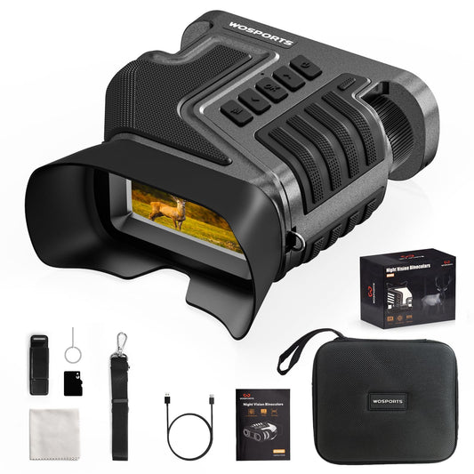 WOSPORTS 4K Night Vision Goggles – up to 80X Total Magnification, 10X Optical + 8X Digital Zoom, 1315FT Vision Range, 5000mAh Rechargeable Battery, IPX Waterproof NVG, Gifts for Men