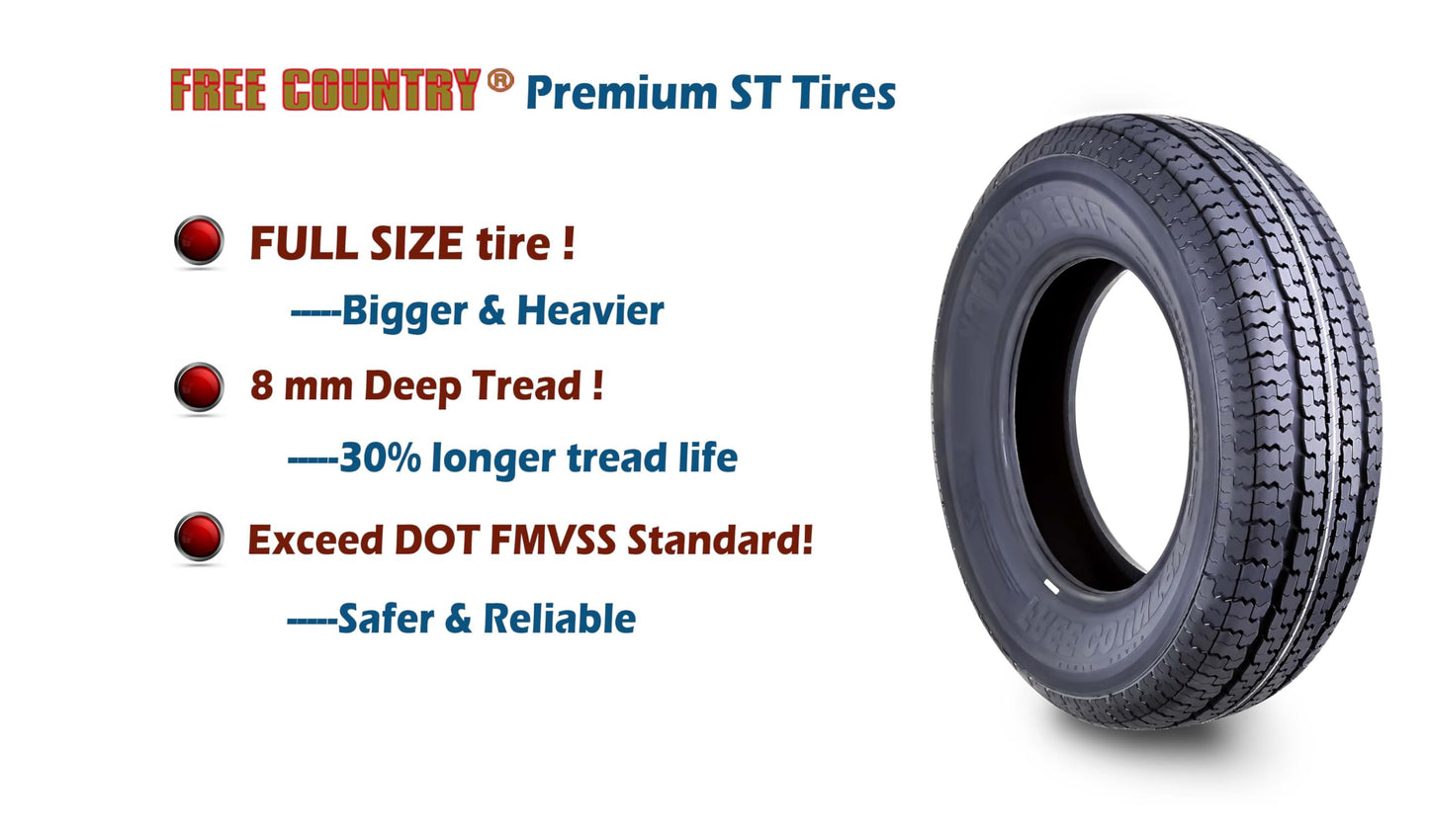 FREE COUNTRY Set 2 Premium Trailer Tires ST235/85R16 12PR Load Range F Radial w/Scuff Guard