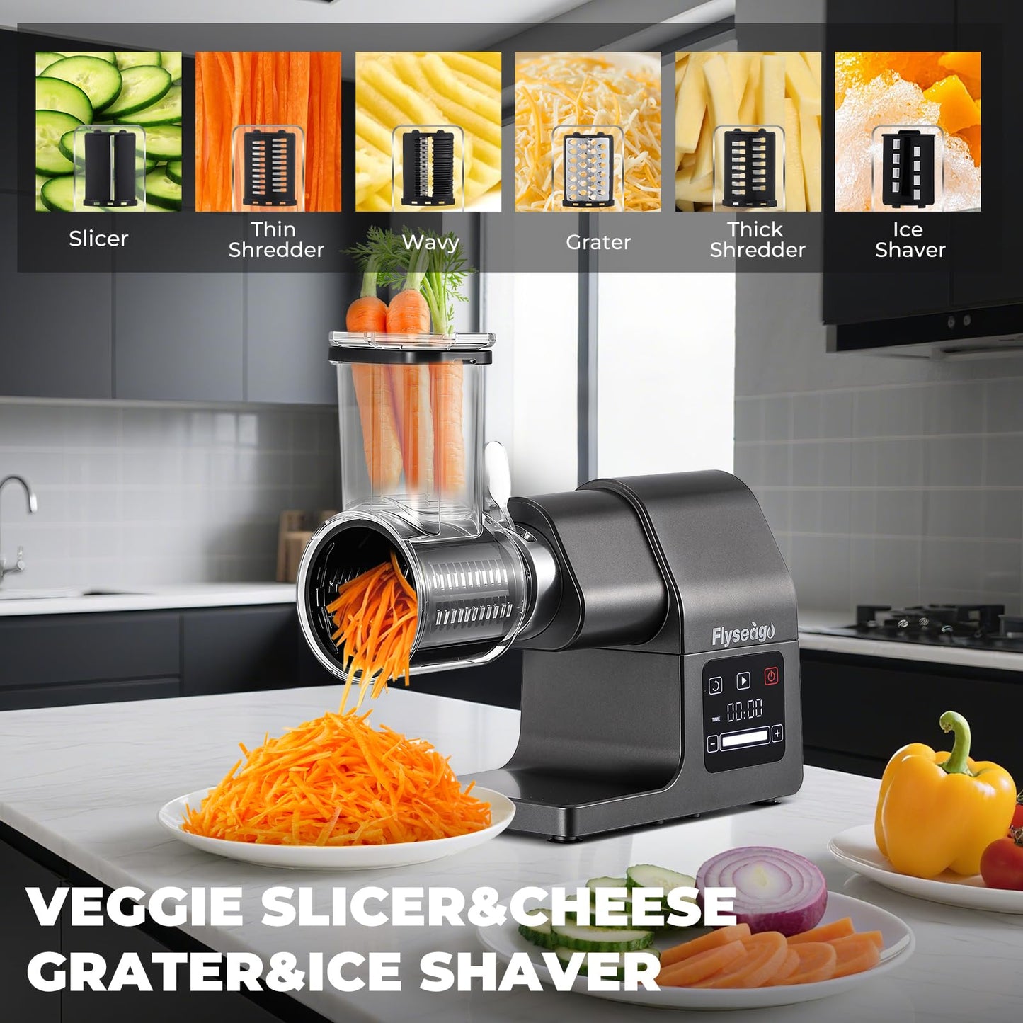 Flyseago Multifunctional Meat Grinder Electric 3200w Digital Touch Control Commercial Heavy Duty Meat Grinder, Veggie Slicer, Ice Cutter Sausage Stuffers and Kubbe Kit for Household Use & Commercial