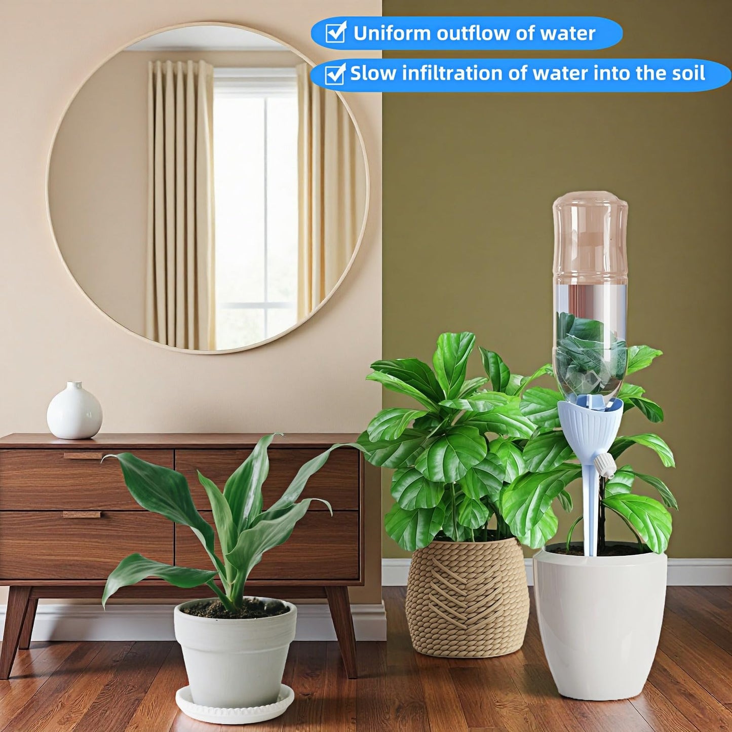 Self-Watering Spikes for Plants, Adjustable Dripping Irrigation Stakes with Valve, Automatic Watering System for Indoor & Outdoor Potted Plants, Universal Fit 28-30mm Bottles (2 Pack)