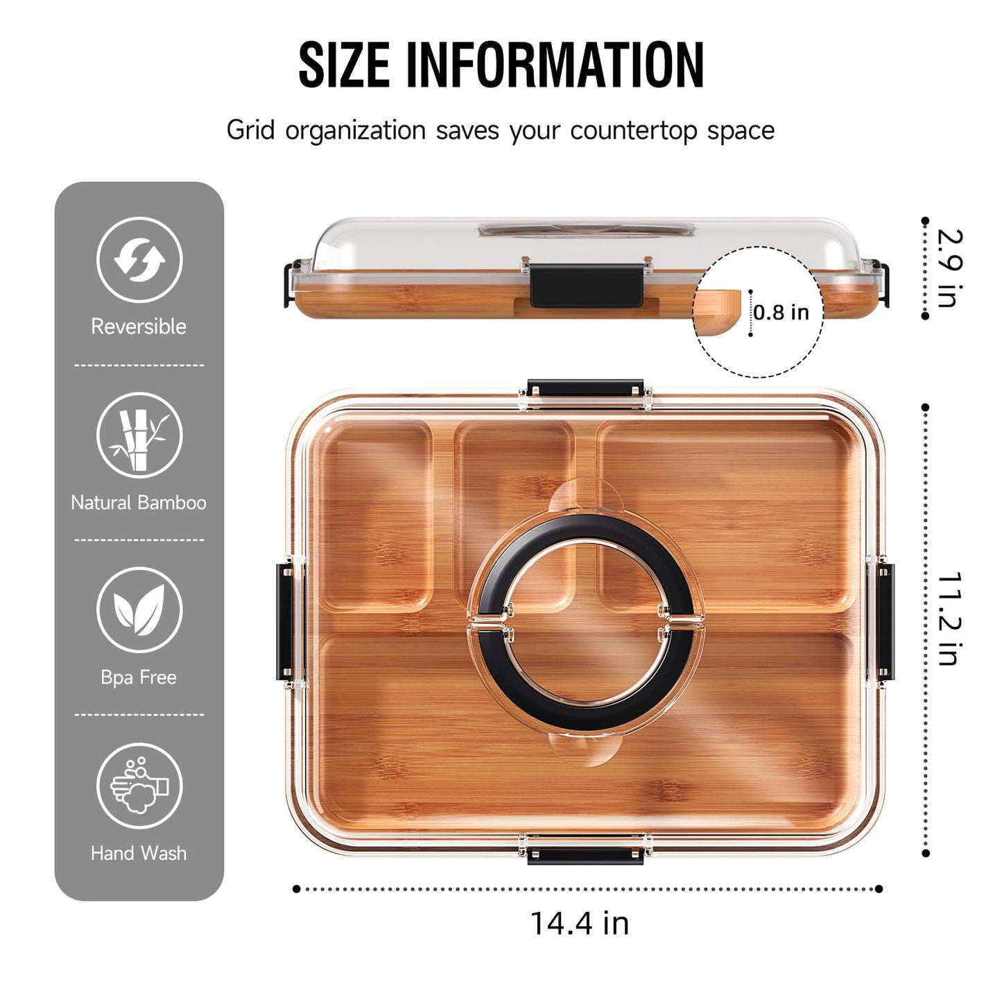 Renmxj Charcuterie Board with Clear Lid, Travel Portable Cheese Board Charcuterie Boxes Cutting Boards for Kitchen, House Warming Gifts New Home, Gifts for Women (4 Compartments Black)