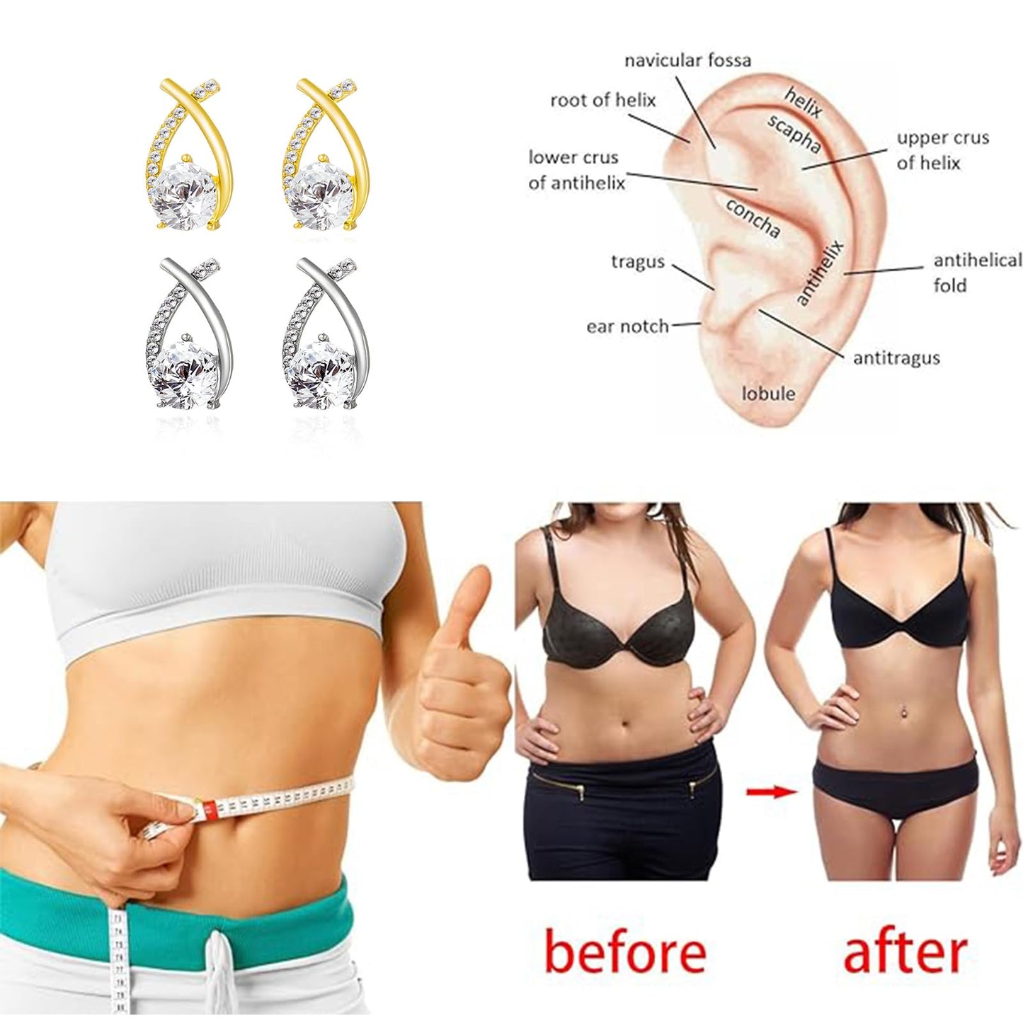 Halolux Lymphvity Germanium Earrings Atheniz Lymphatic Earrings Lymphatic Germanium Earrings Lymphatic Drainage Earrings Sparkle CZ Hoop Earrings for Women (gold+silver 6)
