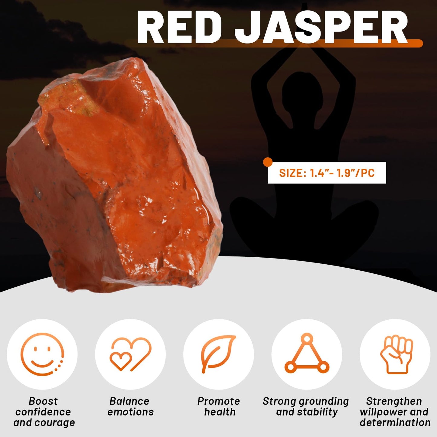 Orientrea Raw Red Jasper and Clear Quartz Crystals, Natural Red Jasper Crystal and Healing Stones for Tumbling, Fountain Rocks, Decoration, Polishing, Wire Wrapping, Wicca & Reiki 2PCS