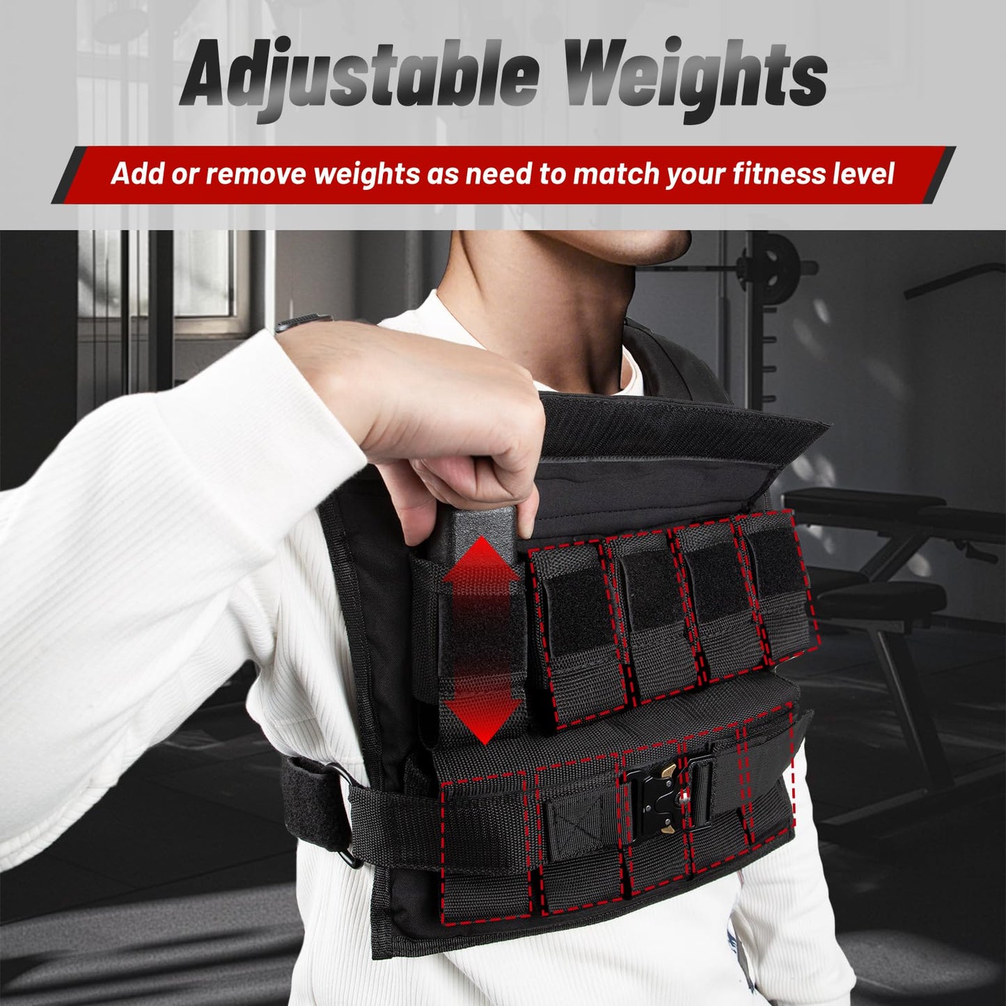 Weighted Vest Men 26lbs | 35lbs | 45lbs, Weighted Workout Vest With Removable Iron Weights, Weight Vest for Men and Women, Heavy Duty Weighted Exercise Vest for Strength Training Running Walking