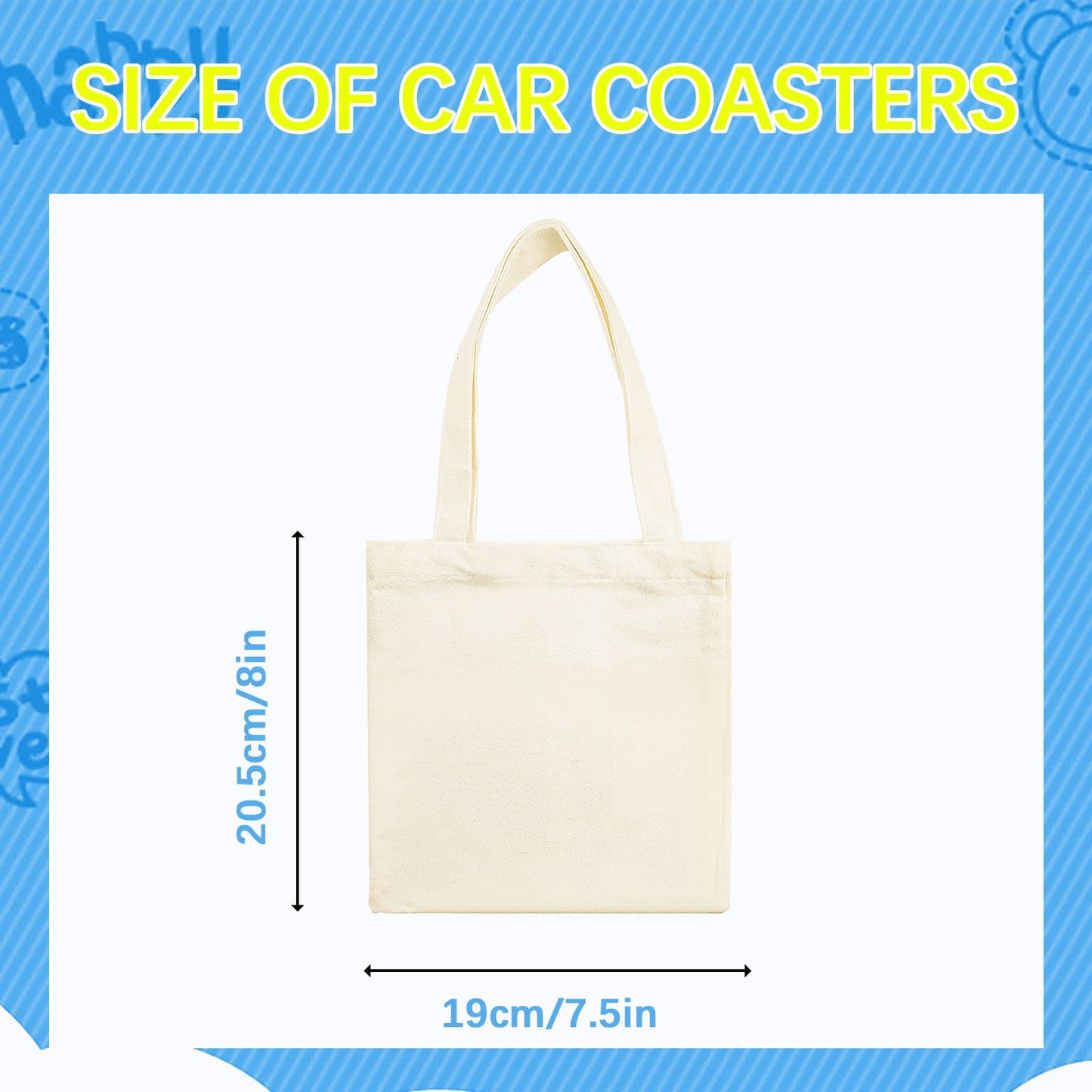 OKBA 20 Pcs 8X7.5 Inch Sublimation mini tote bags,Blank Canvas Tote Bags Reusable Grocery Bags, small bags for kids DIY (Beige)