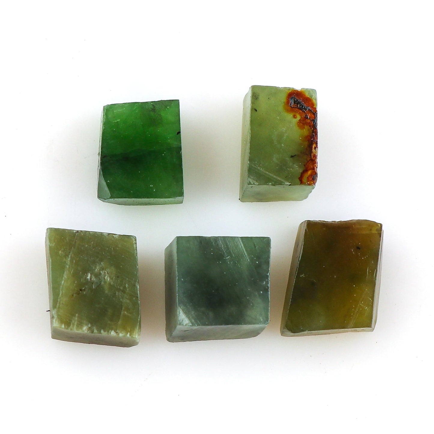 CRYSTALINES 5pcs Wholesale Natural Raw Green Jade Gemstone, Untreated Rough Stone, Bulk Loose Supplies, DIY Crafts, Jewelry Making, Chakra Healing Crystals, Wire Wrap, Gem Collection, AAA Grade