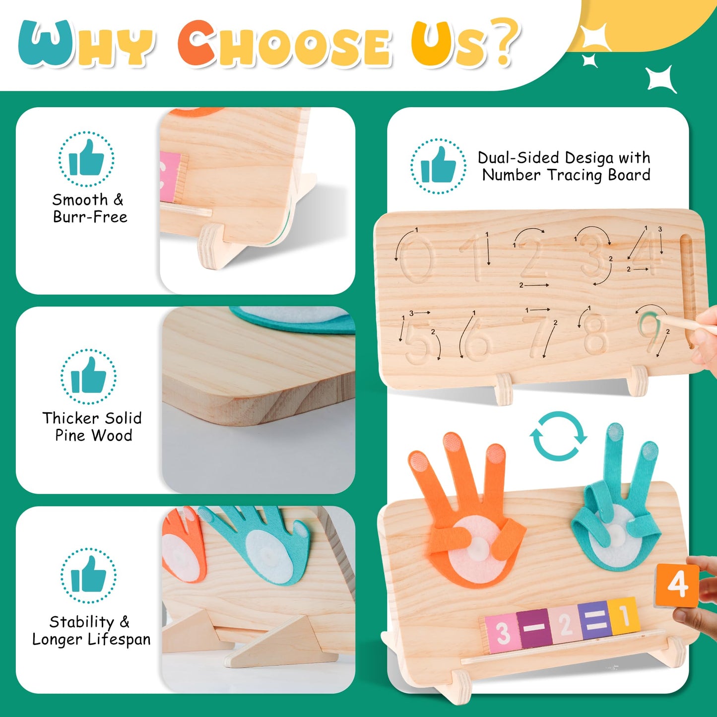Hirger Preschool Learning Toys for Toddlers 2-4, Educational Math Manipulatives Number Counting Blocks for Kids, Montessori Toy for Boys Girls 3 4 5 6 Year Old Birthday Gifts