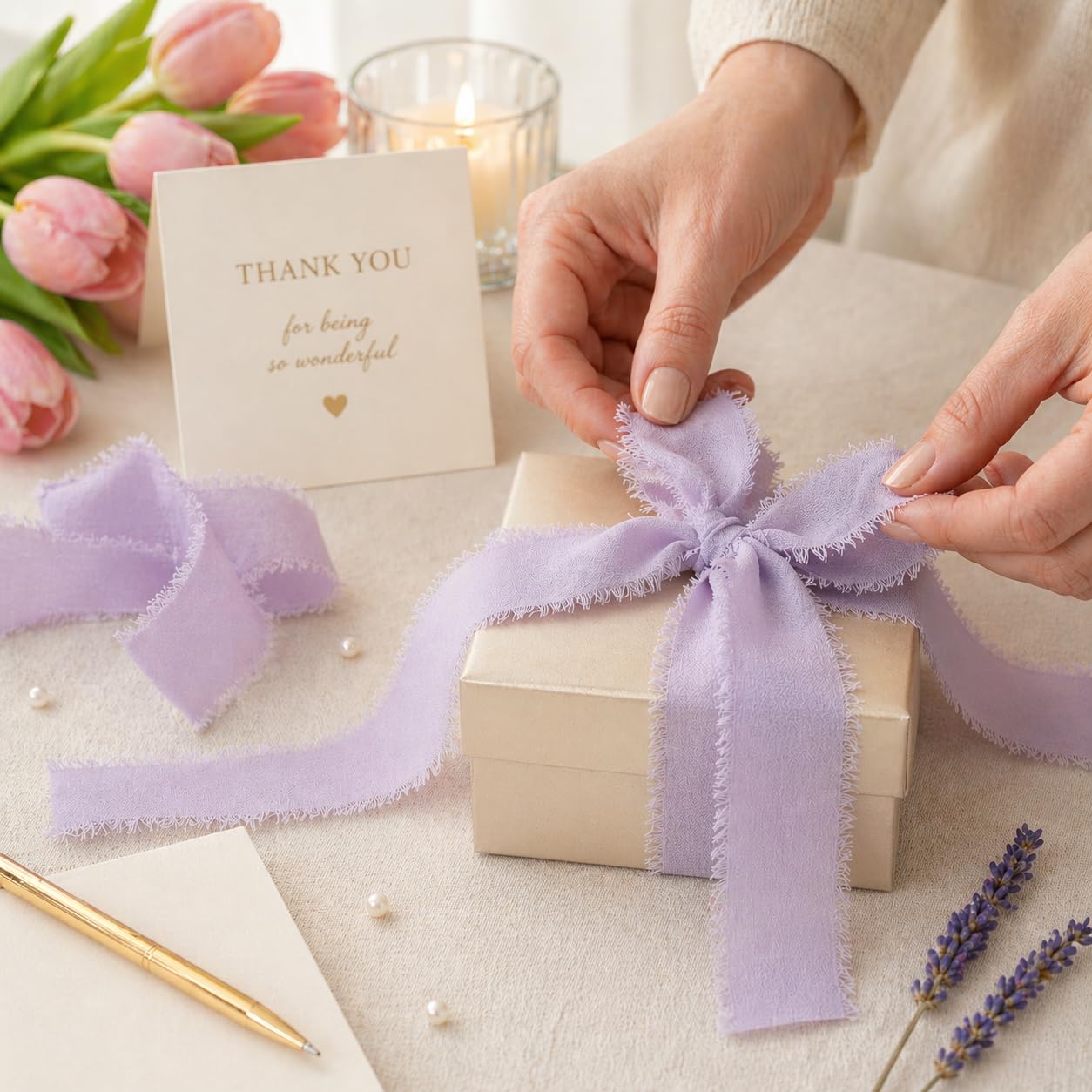 Ideal Swan Chiffon Silk Ribbon Mixed Color Ribbons Set 5.5 Yd x 9 Rolls, Cotton Ribbon for Gift Wrapping Wedding Invitations Bridal Flower Bouquets, Handmade Frayed Ribbon(1.57" x 45 Yd)