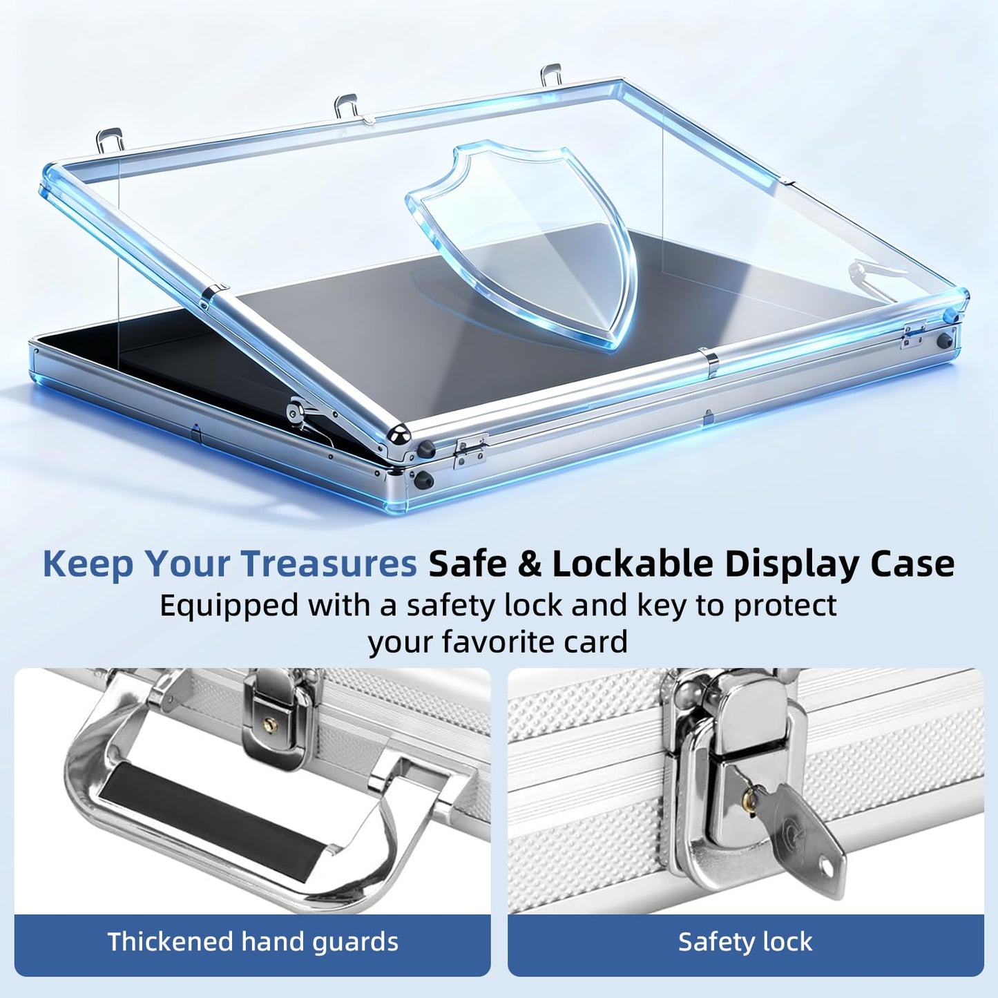 Large Portable Card Show Display Case 34"x22", Aluminum Lockable Trade Show Display Case with Acrylic Side and Handle, Tabletop Showcase for Baseball Sports Graded Cards TCG Craft Jewelry Collection