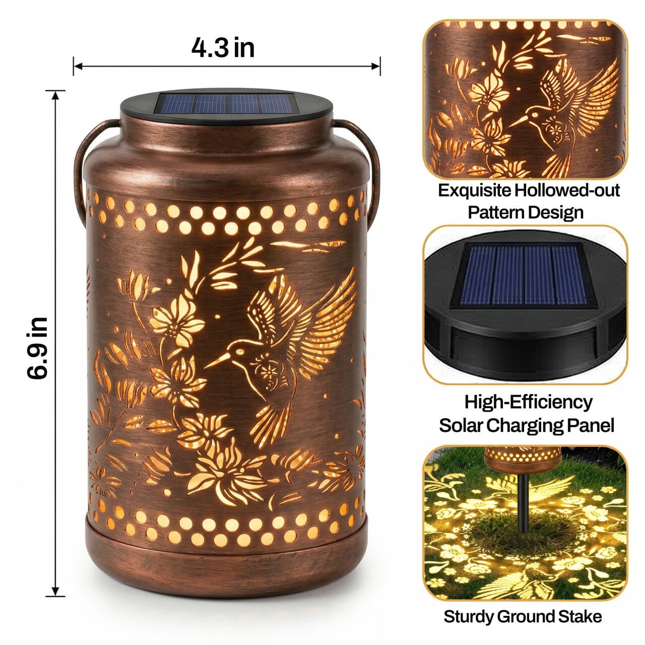 Hummingbird Solar Lanterns Outdoor Waterproof with Ground Stake - Unique Gifts for Women Mom, Mothers Day Gifts - Birthday for Women,House Warming Gift New Home - for Garden Patio Yard Porch Lawn