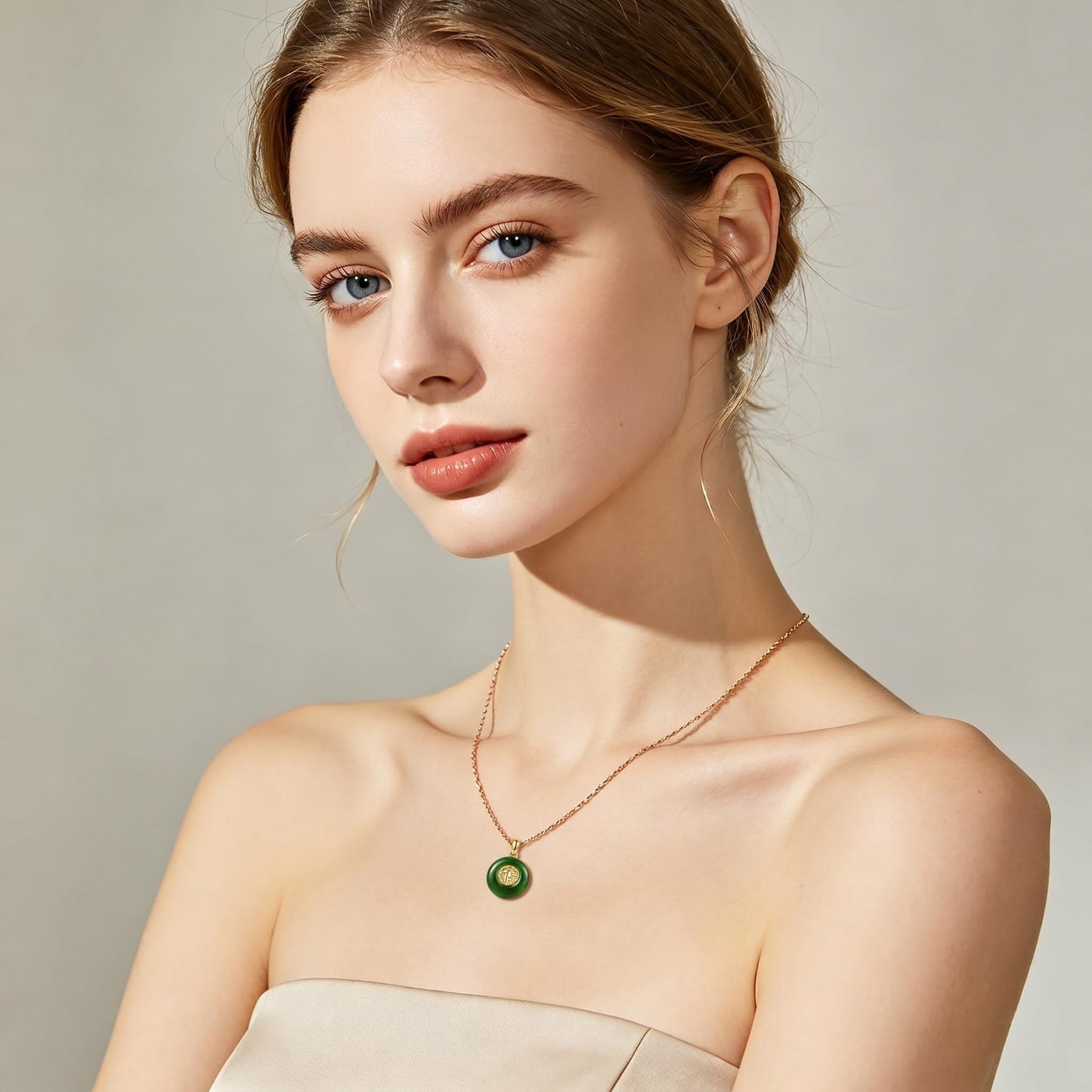 ZADIUA Jade Necklace 925 Sterling Silver Jade Good Fortune Jewelry Elegant Jewelry Gifts for Women Mom Wife