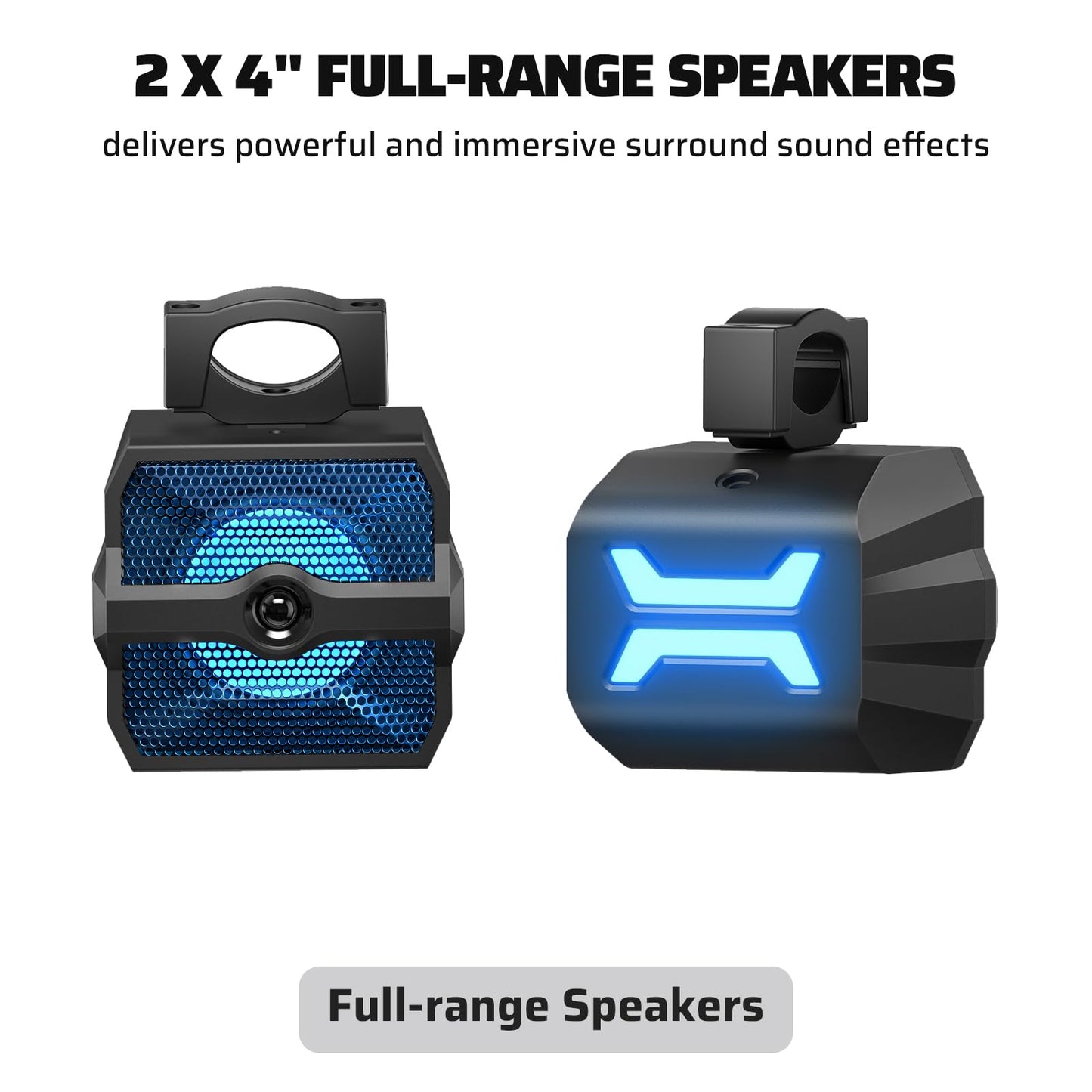 Ehaho 2.1CH Stereo UTV Sound Bar (Subwoofer) and Speakers, 16 Inch Bluetooth ATV Soundbar with RGB Lights, Waterproof Golf Cart Speakers, Marine Sound bar Compatible with SXS Polaris RZR Can-Am
