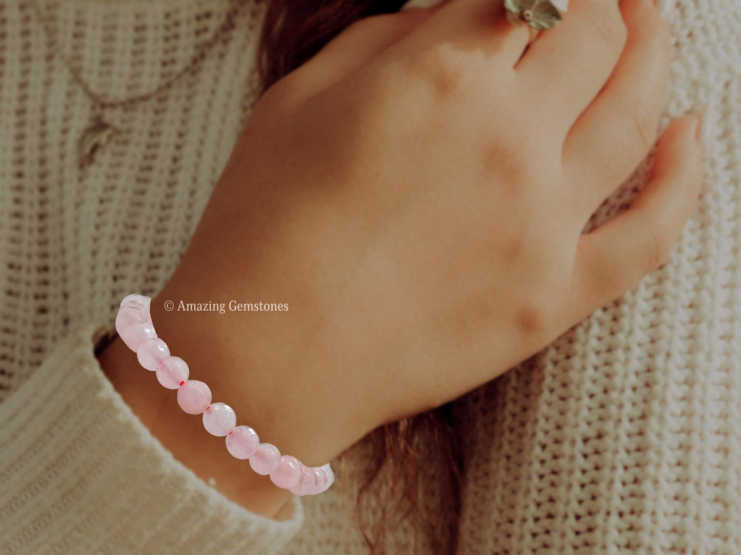 Amazing Gemstone Rose Quartz Bracelet for Women - Chakra Mens Bracelet Protection Crystals and Healing Stones - Blessing Bracelet Spiritual Meditation Gift Christmas Stocking Stuffers