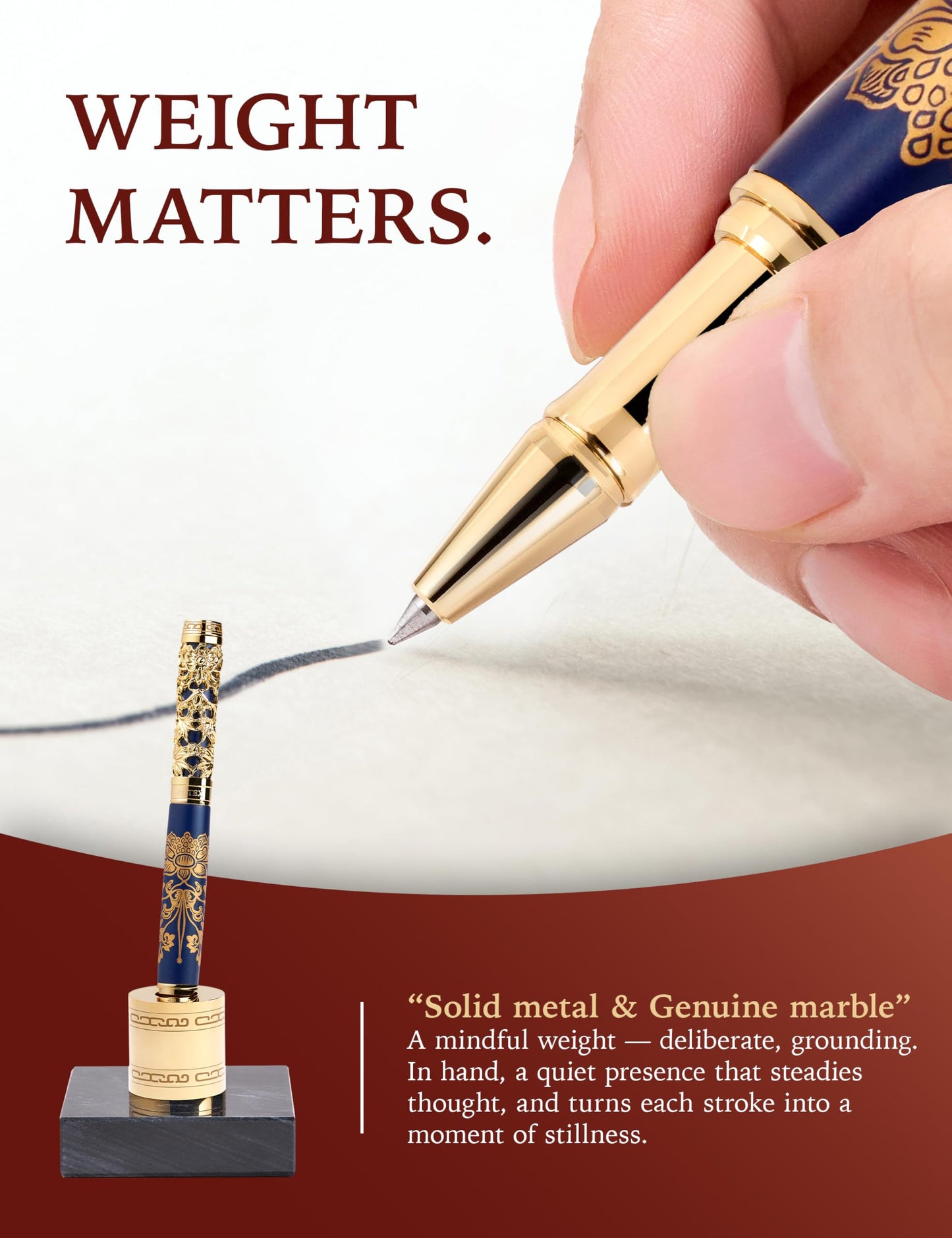 ARTEX Executive Rollerball Pen Sets With Stand-Museum Collections-Crafting Timeless Beauty-Luxury Pen Gift & Office Desk Decor, German SCHMIDT refill, Solid Metal & Marble Texture